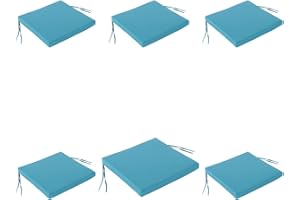 EDENJARDI Pack 6 Cojines para sillas de jardín Color Turquesa, Medidas 44x44x5 cm, Repelente al Agua, Desenfundable, Funda de cojín con Relleno para sillas de terraza, Cojines Silla de Comedor jardín