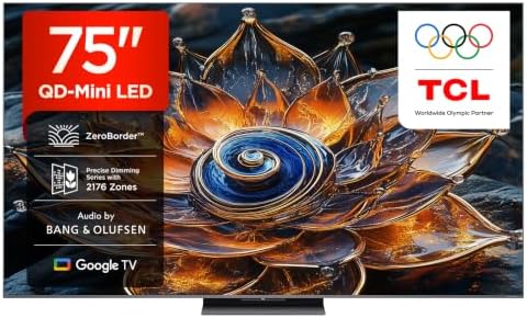 TCL 75Q8C 75-inch QD-Mini LED TV, 4K HDR Premium 4500, ZeroBorder™,Google TV (Dolby Vision IQ & Atmos, CrystGlow WHVA Panel
