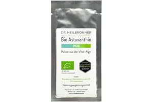 ‎DR. HEILBRONNER Dr. Heilbronner - Premium Bio Astaxanthin PUR Pulver aus der Vitalalge I luftdichter Beutel mit Messlöffel I ideale Zugabe für Salate Bowls Protein-Shakes Joghurts I Antioxidantien hochdosiert