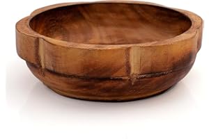 THE GREAT INDIAN BAZAAR Beautiful Handmade 15x5 cms Decorative Mango Wood Snack Serving Bowl For Dry Fruits Chips Coffee Table Countertop Display Key Bowl Tableware Kitchen Living Room Home Decor Accents Dinnerware