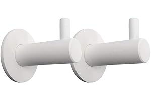 Kon-fort Home Colgador Toalla Baño Blanco 2 unidades, Diseño Acero Inoxidable AISI 304, Blanco Mate con Tornillo.