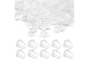 Clyhon Zatyczki do uszu z przezroczystej gumy, do kolczyków, zatyczki do uszu, gumowe, przezroczyste, 5 mm x 5 mm, 100 sztuk