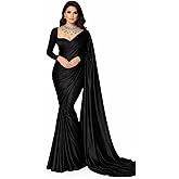 BIGIICO Women’s Premium Japan Satin Silk Plain Saree with Unstitched Blouse Piece – 5.5 Meters, Soft Smooth Finish, Elegant S