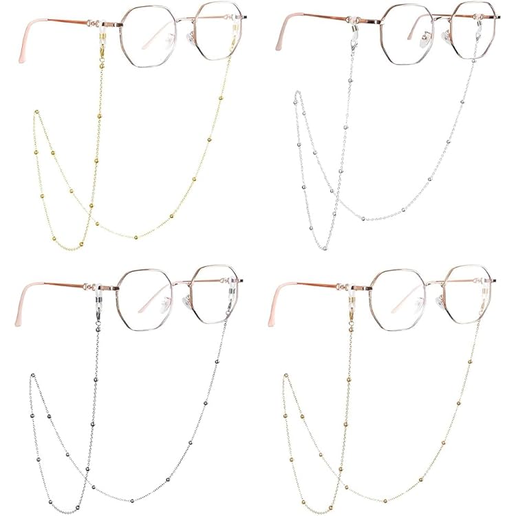 Lot De 6 Chaînes Pour Lunettes - Cordon Réglable 55-75 Cm - Avec Anneau En Caoutchouc Antidérapant - Pour Lunettes De Vue Ou Soleil