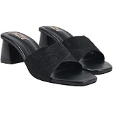 NZS Women’s Block Heel Slide Sandals – Open Toe Cross Strap Mules with Chunky Heel, Slip-On Heeled Sandals for Casual or Dres