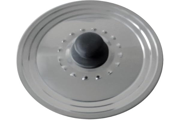 BAUMALU - Couvercle Multi-Degrés avec Trou Vapeur - Acier Inoxydable Haut de Gamme - Bouton Bakélite, Bord en Escalier - Pour Ustensiles de Ø28, 30 et 32 cm, Argente