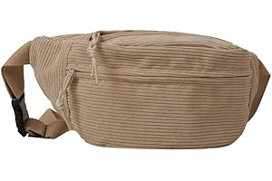 LERONO Sacs pour femmes, sac banane à bandoulière pour adolescentes et adultes en velours côtelé, sac banane de grande capacité, sac de sport polyvalent sac banane de voyage, kaki, Without pendant