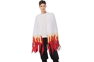 RULEEWE Rengoku Kyoujurou Umhang Herren Anime Cosplay Kimomo Kostüm Halloween Karneval Weiß Robe Mantel Outfit