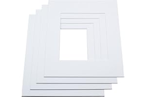 LIVINGTREE 5X Weißer Passepartout (Außengröße: 30x45 cm/Innengröße: 20x30 cm) für Fotos und Bilderrahmen, 1,4mm Stark, Museumsqualität, 45° Schnittkante, Made in Germany