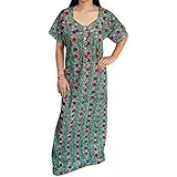 Indiatrendzs Women's Floral Nighty Cotton Summer Colorful Nightwear (Chest 46)