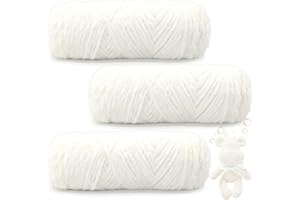 ‎MAXEE Maxee 300g(3×100g) Samtig Babywolle, Samt Velvet Wolle Chenille Garn, Kuschelweich Chenillegarn, Flauschige Weich Plüschwolle, Häkelgarn Wolle Zum Stricken & Häkeln-02
