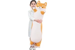 Kekeso Oreiller en Peluche Long Shiba Inu Géant pour Chien Corgi pour Le Corps - pour l'anniversaire des Enfants (Yellow, 90cm/35.4inch)
