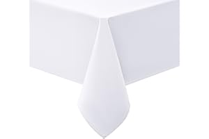 ‎SMIRY smiry Tischdecke Abwaschbar Rechteckig 130x160cm Tischtuch Polyester Wasserabweisend Lotuseffekt Tischwäsche Schmutzabweisend Abwischbare Tafeldecke für Party Küche, Weiß