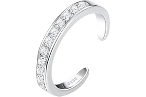 CBOFOL 925 Sterling Silver Toe Rings for Women Hypoallergenic–Adjustable Open Toe Ring Set, Minimalist Simple Design Shiny Silver Rings for Beach,Casual Wear,Foot Jewelry Gift