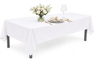 Vit Duk 152x260 cm, Tvättbar Duk, Rektangulär, Lättskött, Polyester Duk, Fläckavvisande, Maskintvättbar, För Bröllop, Restaur
