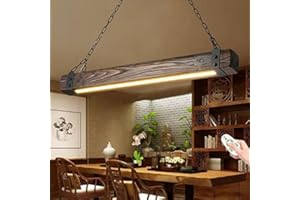 Lfoute Lampa Wisząca Antyczne Drewno żyrandol Led żyrandol Pilot Możliwość Przyciemniania Retro Lampa Sufitowa z Regulacją Wysokości żyrandol Jadalnia Sypialnia Salon Biuro