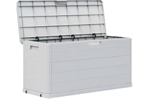 Higsose Baule Giardino Esterno 117x45x56 cm Impermeabile in Plastica - Cassone, Cassapanca, Panca, Contenitore, Cassa Per Esterno - Grigio Chiaro