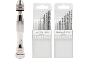 FineGood Imadło ręczne z 20 wiertłami precyzyjnymi, narzędzie obrotowe z mini wiertłami krętymi do form żywicznych, biżuterii, produkcji tworzyw sztucznych