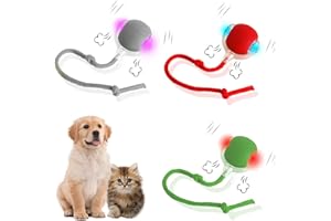 HUAMUDM 3 Pezzi Pet Smart Rolling Ball, Electric Cat Toy Ball, palla elettrica per gatti con corda, Giocattolo Interattivo con Palla Automatica