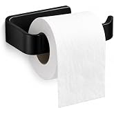 Alper Banyo Siyah Lamalı Tuvalet Kağıtlığı, Hem Yapışkanlı Hem Vidalı Montajlı WC Kağıt Askılığı, A&ccedil;ık U&ccedil; Tasarımlı Banyo Tuv