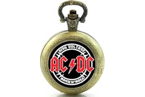 Products Just4U Gift Boxed ACDC AC DC Quartz Pocket/Necklace Watch - Free Spare Battery