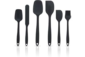 Intirilife Set di Palette in Silicone da 6 Parti in Nero - Set di spatole in Silicone Antiaderente Utensili da Forno per Cucinare Cottura al Forno Mescolare Porzione Resistente al Calore