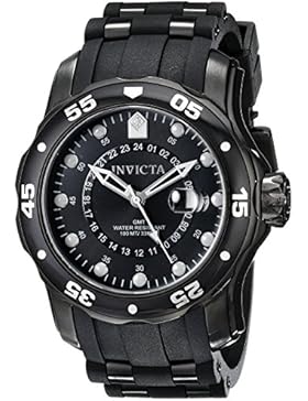 INVICTA HERREN 48.80MM SCHWARZ KAUTSCHUK ARMBAND EDELSTAHL GEHÄUSE UHR 6996