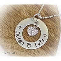 Silberkette mit Gravur Namen, Herzanhänger, Silberschmuck personalisierbar