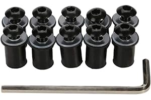 ZHUODINGSEN Vis De Pare-Brise Boulon Vis For Pare-Brise Fixation De Pare-Brise De Moto Vis De Motorcycle CNC Pare-Brise Compatible Avec CBR 600 F4i CBR1000RR CB400 VFR800 M5x16 5mm Noir