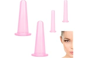 ZFRITP 4pcs Ventouse Visage,Ventouse Visage Anti-Rides - Facial Lift Cup,Ventouse Silicone Cicatrice,Ventouse Massage,Ventouse Silicone Améliorer La Circulation Sanguine (Rose)