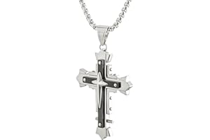 Mochity Kreuz Kette, Kreuz Kette Herren, Kreuz Anhänger, Kette Herren, Kreuzkette Edelstahl Herren, Kreuz Anhänger Herren, Ketten Herren Silber, Mit Geschenkbox