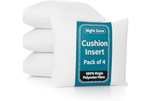 NIGHTZONE 18” x 18” Cushion Inner Pads Square Insert Fillers- Pack of 4 (45 x 45 cm) Anti-Allergy Cushion Stuffer Inserts