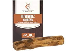 Wildfang® Olivenholz für Hunde, Größe M – robuste Kau-Sticks für Starke Kauer, Welpen-Kauspielzeuge zur Zahnung, Training der Kaumuskulatur, Olivenholz-Kaustab für Hunde (15-25kg)