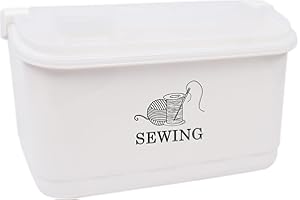 Xbopetda Sewing Box Storage, Sewing Kit Box Empty, 2-Tier Sewing Supplies Organiser, Sewing Basket with Removable Tray, Plastic Sewing Craft Storage Box for Scissors Thread Pins Clips (Cream White)