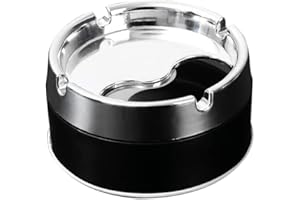 SunaOmni Posacenere in Acciaio Inossidabile Posacenere Metallico Elegante Portatile con Coperchio Rotante Posacenere Cilindrico Portatile Nero con Coperchio Posacenere alla Moda Posacenere Metallico