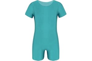 iiniim Enfant Garçon Fille Justaucorps Gymnastique Combinaison Short Manches Courtes Léotard Danse Classique Bodysuit Sport Jumpsuit 4-14 Ans