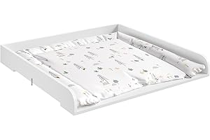 WOLTU Fasciatoio per Cassettiera 80x80x10 cm, Piano Fasciatoio per Neonato in MDF, con Bordi Rialzati, Adatto per Comò con Profondità Regolabile 46,5-50 cm, Bianco