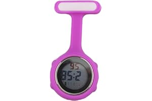 SagaSave Digital Fob Watch, Digital Display Nurse Watch Silent Electronic Luminous Watch with Pin/Clip-On for Nurse Doctor Women Men