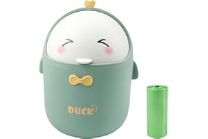burkfeeg Mini Bote De Basura De Escritorio Bote De Basura De Escritorio Portátil Mini Bote De Basura Cubo De Basura Portátil Estilo Dibujos Animados Lindo Para Baño, Cocina, Oficina, Cubo (Verde)