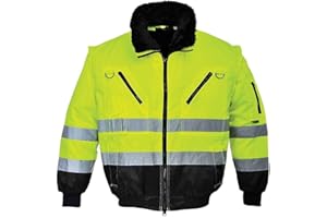 Portwest Cazadora 3 En 1 De Alta Visibilidad, Tamaño: XL, Color: Amarillo/Negro, PJ50YBRXL