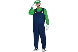 Super Mario Bros DIS11001D Deluxe Luigi vuxenkostym, män, XL