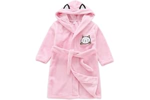 Miyanuby Baby Jungen Mädchen Bademantel Weicher Flanell Langarm Tier Hoodie Morgenmantel Nachtwäsche Homewear für Kinder Baby Jungen Mädchen Geschenk