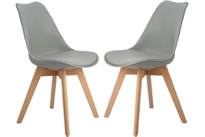 ‎H.J WEDOO H.J WeDoo 2er Esszimmerstühle Küchenstuhl Tulpenstuhl Wohnzimmerstuhl mit Massivholz Buche Bein Gepolsterter lStuhl, Grau