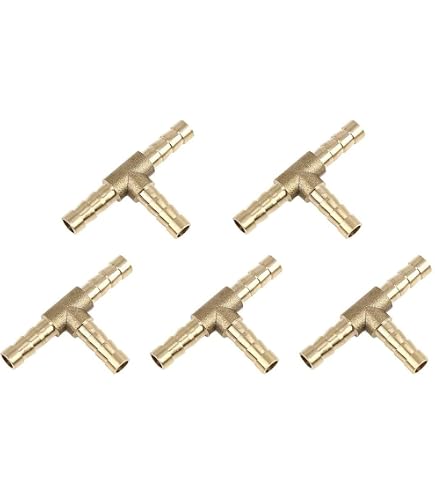 Sourcingmap, tubo riduttore in ottone, 10 mm x 6 mm x 10 mm, raccordo a T a 3 vie, connettore spinato aria, acqua, carburante, gas, 2 pezzi