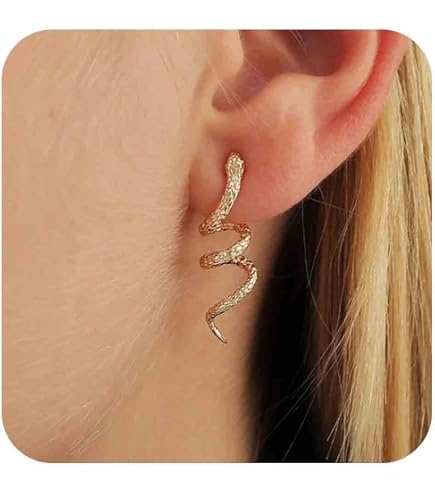 Yienate Vintage Orecchini pendenti a forma di serpente Orecchini di serpente d'oro con charm Huggie Hoop Orecchini pendenti a forma di serpente lungo Orecchini Cleopatra dichiarati Gioielli per donne
