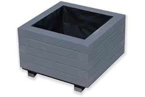‎ALFALUX Alfalux Pflanzkasten Pflanzkübel GRAU ANTHRAZIT AB40KAN4030AN aus Holz Blumenkasten Blumentopf Balkonkasten Garten Terrasse (40 x 40 x 30H cm - mit 1 x Wasserablauf)