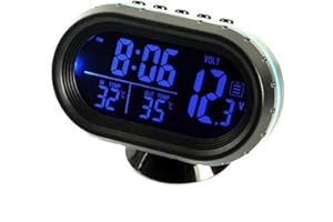 Orologio per auto, KACEPAR 12V / 24V Termometro per monitor voltmetro per auto con display LCD temperatura/tempo, monitor della batteria dell'orologio da cruscotto digitale con retroilluminazione