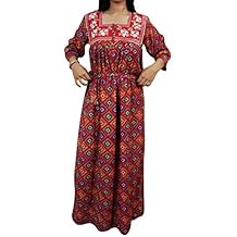 Mogul Interior Womens Nightgown Embroidered Maxi Lounger Caftan M