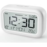 Digital Alarm Clock Bedside Table, Batteries, 2 Volume Levels, Weekend Mode | Snooze function, clear LCD display, adjustable