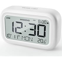 Lancoon Sveglia Da Proiezione, Orologio Digitale Con LCD Modalità Weekend Volume Luminosità Regolabile Snooze 12/24 Ore Batteria A Spina Per Camera Letto Soggiorno Bianco - 9
